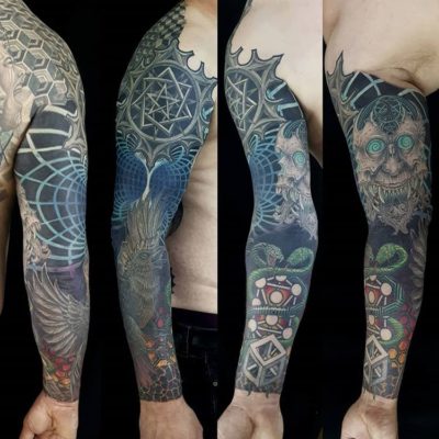 Izhar Rott Geometric sleeve Tattoo