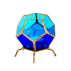 Stained Glass Geometric Candle Holder, rob rott art, Tiffany’s style, dodecahedron, sacred geometry