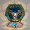 Stained Glass Geometric Oil Lamp, rob rott art, Tiffany’s style, dodecahedron, sacred geometry