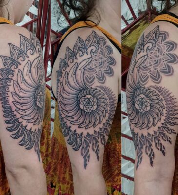 Izhar Rott Tattoo, fibbonacci tattoo, sacred geometry tattoo