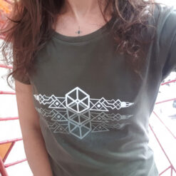 Art Deco Geometric T-shirt in khaki green