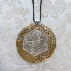 Sacred Geometry Pendant, Sterling silver and brass pendant with Asanoha and Flower of Life, Manifacto Amsterdam