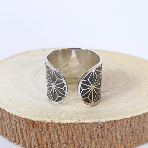 Asanoha silver ring, 925 sterling silver, sacred geometry ring, silver jewellery