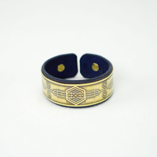 Art Deco Geometric Brass & Leather Bracelet